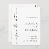 ミニマエレガントリストのQRコー結婚ド日付の保存 ポストカード (正面/裏面)