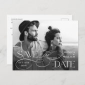 ミニマエレガントリストのQRコー結婚ド日付の保存 ポストカード (正面/裏面)