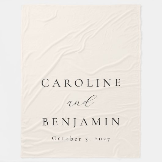 ミニマエレガントリストアイボリークリームカリフ結婚ィズ フリースブランケット (正面)