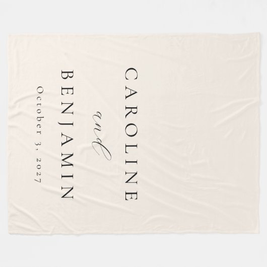 ミニマエレガントリストアイボリークリームカリフ結婚ィズ フリースブランケット (正面(横))