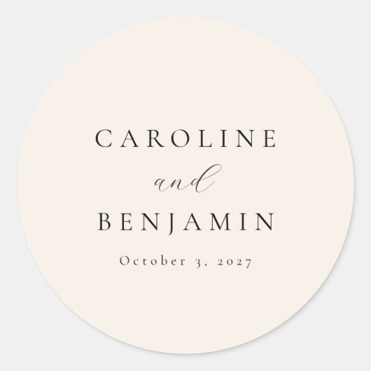 ミニマエレガントリストアイボリークリームカリフ結婚ィズ ラウンドシール (正面)