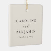 ミニマエレガントリストアイボリークリーム名前をカスタムする結婚ズ セラミックオーナメント (右)