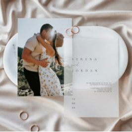 ミニマエレガントリストアイボリー結婚ズベリム招待状 ベラム紙招待状