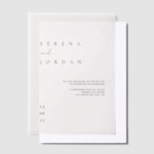 ミニマエレガントリストアイボリー結婚ズベリム招待状 ベラム紙招待状 (オフセット)