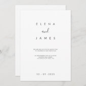 ミニマエレガントリストアイボリー結婚式招待状 招待状 (正面/裏面)