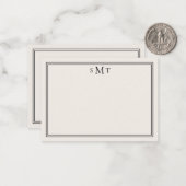 ミニマエレガントリストアイボリー3文字モノグラム ノートカード (正面/裏面インサイチュ)