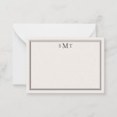 ミニマエレガントリストアイボリー3文字モノグラム ノートカード (正面)