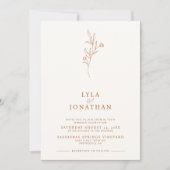 ミニマエレガントリストアイボリー&ラストフローラ結婚ズ 招待状 (正面)