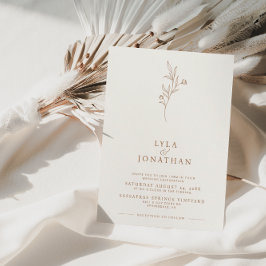 ミニマエレガントリストアイボリー&ラストフローラ結婚ズ 招待状