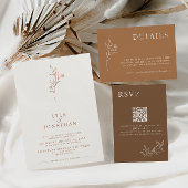 ミニマエレガントリストアイボリー&ラストフローラ結婚ズ 招待状