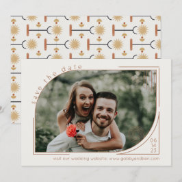 ミニマエレガントリストアールデコラインアートフォト結婚ズ セーブザデート