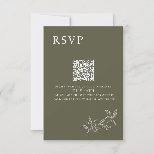 ミニマエレガントリストオリーブ&アイボリー結婚ズ 出欠カード (正面)