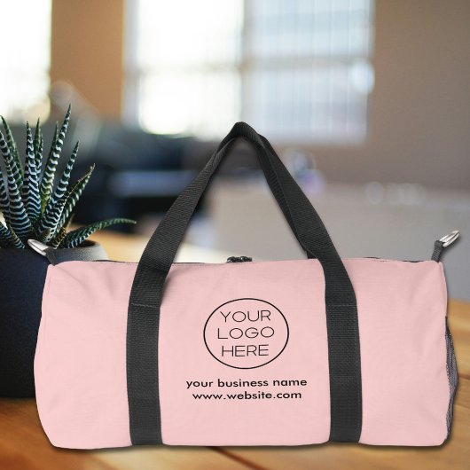 ミニマエレガントリストカスタムのビジネスロゴ |ピンク ダッフルバッグ