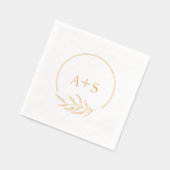 ミニマエレガントリストカップルイニシャルの結婚金ゴールド 箔ナプキン (左)