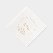 ミニマエレガントリストカップルイニシャルの結婚金ゴールド 箔ナプキン (右)