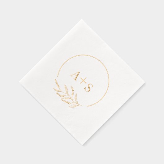 ミニマエレガントリストカップルイニシャルの結婚金ゴールド 箔ナプキン (右)