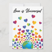 ミニマエレガントリストカラフルレインボーハートデザイン 招待状 (正面)