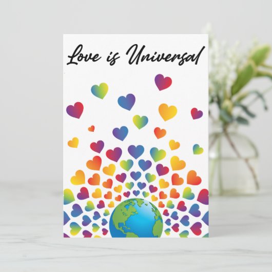 ミニマエレガントリストカラフルレインボーハートデザイン 招待状 (スタンド正面)