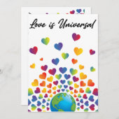 ミニマエレガントリストカラフルレインボーハートデザイン 招待状 (正面/裏面)