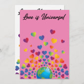 ミニマエレガントリストカラフルレインボーハートデザイン 案内状 (正面/裏面)