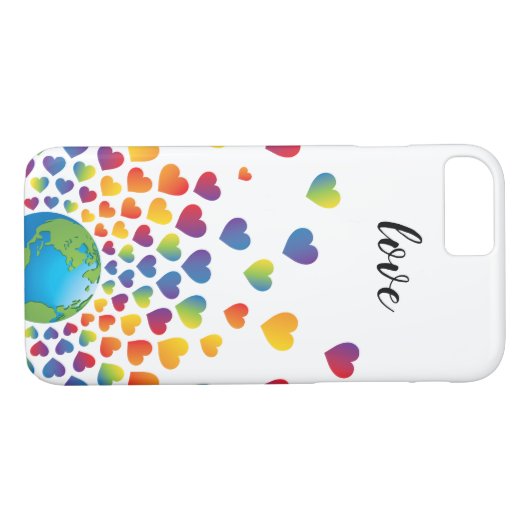 ミニマエレガントリストカラフルレインボーハートデザイン Case-Mate iPhoneケース (裏面(横))