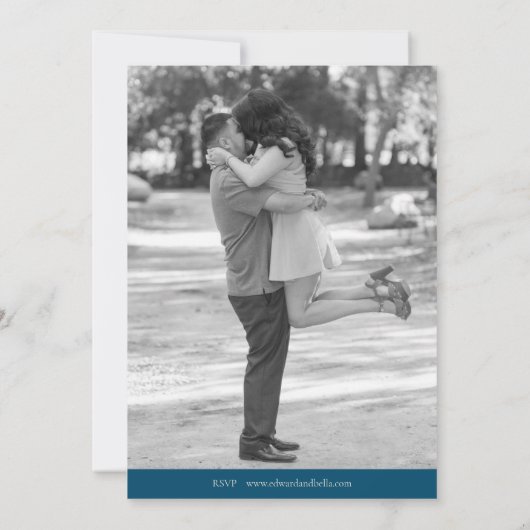 ミニマエレガントリストキングクイーン結婚式招待状 招待状 (裏面)