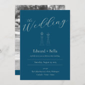 ミニマエレガントリストキングクイーン結婚式招待状 招待状 (正面/裏面)