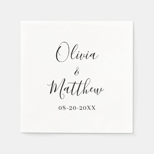 ミニマエレガントリストクラシックホワイト結婚 スタンダードカクテルナプキン (正面)