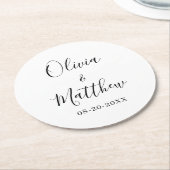 ミニマエレガントリストクラシックホワイト結婚 ラウンドペーパーコースター (アングル)