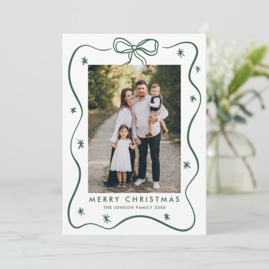 ミニマエレガントリストクリスマスリボン5写真ホー シーズンカード (スタンド正面)