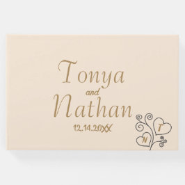 ミニマエレガントリストクリームホワイト結婚ズモノグラム ゲストブック