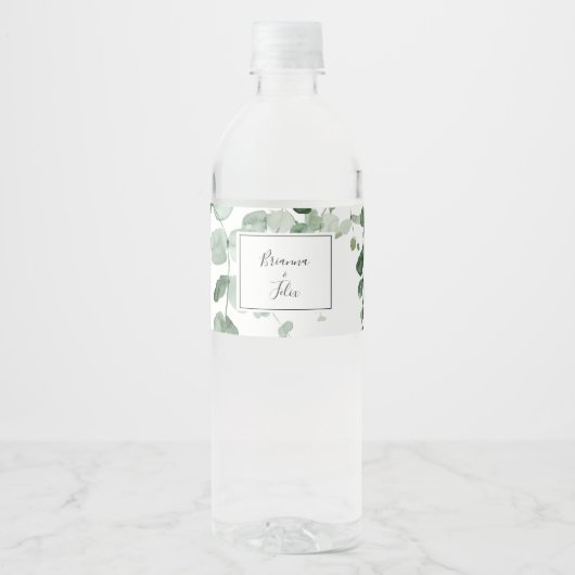 ミニマエレガントリストグリーンユーカリ結婚ス ペットボトルラベル (正面)