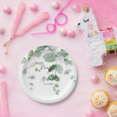 ミニマエレガントリストグリーンユーカリ結婚ズケーキ ペーパープレート (パーティー)