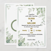 ミニマエレガントリストグリーンリーフアクリル結婚ズInvi 招待状 (正面/裏面)