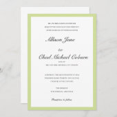 ミニマエレガントリストグリーン縁ど結婚式招待状 招待状 (正面/裏面)