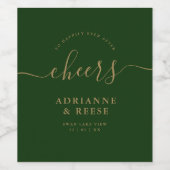 ミニマエレガントリストグリーン&金ゴールド結婚ズワインラベル ワインラベル (シングルラベル)