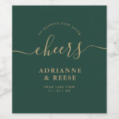 ミニマエレガントリストグリーン&金ゴールド結婚ズワインラベル ワインラベル (シングルラベル)