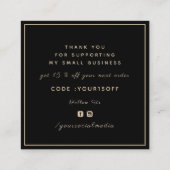 ミニマエレガントリストサンキューフレーム縁どディスカウント スクエア名刺 (裏面)