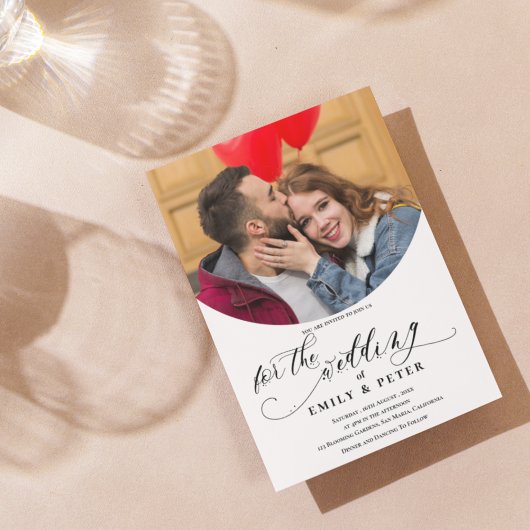 ミニマエレガントリストシック写結婚真 招待状