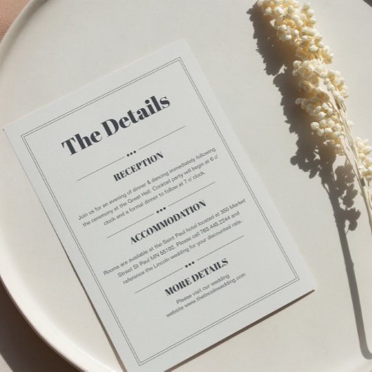 ミニマエレガントリストシック結婚詳細 エンクロージャーカード