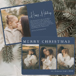ミニマエレガントリストシンプルのクリスマス4 Photo Blue シーズンカード<br><div class="desc">ミニマ祝リストのエレガントクリスマスのスタイルでシーズンのシンプル4写真のネイビーブルーホリデーカード。この時モダン代のないホリデーカードは、休日の季節のクラシックの優雅さを思い起こさせる豊かなネイビーブルーの背景に設定お気に入りのし、あなたの家族の写真の4つを展示することができる。クリーンでミニマルなレイアウトで設計されたこのカードは、あなたの大切な思い出を控えめな魅力でハイライトし、シンプルさと洗練さを重視する人々に最適な選択を提供する。各詳細は、洗練された心のこもった挨拶を作成するように作られている。ミニマルな美学はあなたの写真に焦点を当て、家族のクリスマスカードに爽やかな伝統的テイクを提供する。あなたは友人、家族、愛する人々に遠く広く送るかどうか、このカードは、スタイルと気持ちの正しいバランスと暖かさと喜びを持つ。このネイビーブルーのホリデーカードでエレガント、あなたの休日の挨拶を忘れられない。そのモダン写真コラージュ形式は、シックで意味のあるデザインであなたの年のハイライトをキャプチャするのに理想的である。お祝客様の洗練された味と愛を反映したカードで喜びの季節親愛。</div>