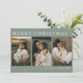 ミニマエレガントリストシンプルのクリスマス4 Photo Sage シーズンカード (スタンド正面)
