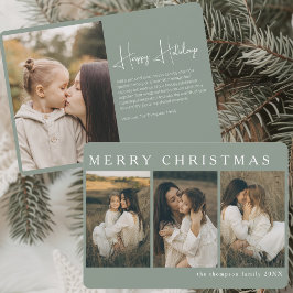 ミニマエレガントリストシンプルのクリスマス4 Photo Sage シーズンカード