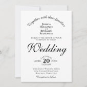 ミニマエレガントリストシンプルのブラックアンドホワイト結婚ズ 招待状 (正面)