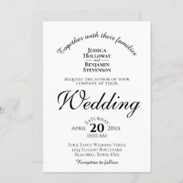 ミニマエレガントリストシンプルのブラックアンドホワイト結婚ズ 招待状