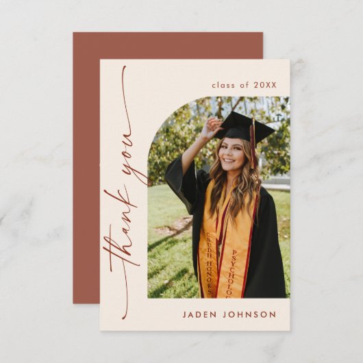 ミニマエレガントリストシンプルの卒業写真1枚 サンキューカード (正面/裏面)