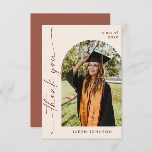 ミニマエレガントリストシンプルの卒業写真1枚 サンキューカード (正面/裏面)