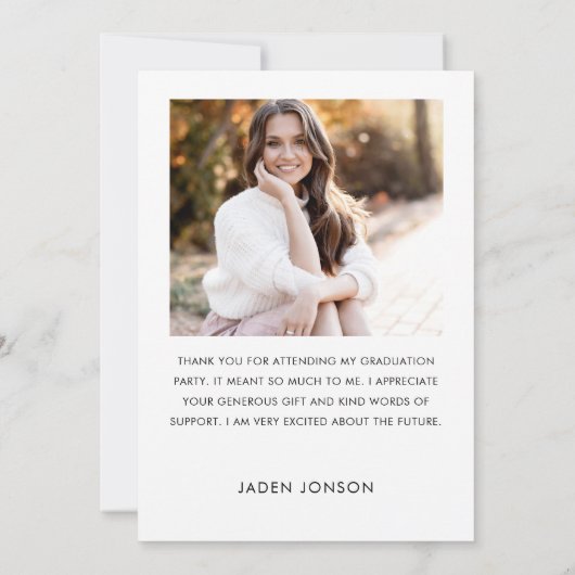 ミニマエレガントリストシンプルの卒業式2写真 サンキューカード (裏面)