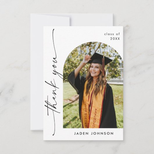 ミニマエレガントリストシンプルの卒業式2写真 サンキューカード (正面)