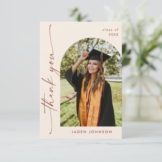 ミニマエレガントリストシンプルの卒業式4 Photo サンキューカード (スタンド正面)